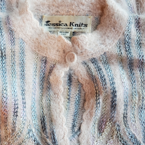 Vintage Jessica Knits hand loomed and crocheted angora Sweater and Skirt, Size S - Picture 8 of 8